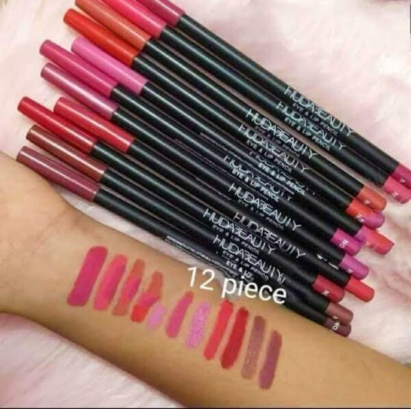 pack of 12 Huda beauty Lip & Eye pencils - Image 3