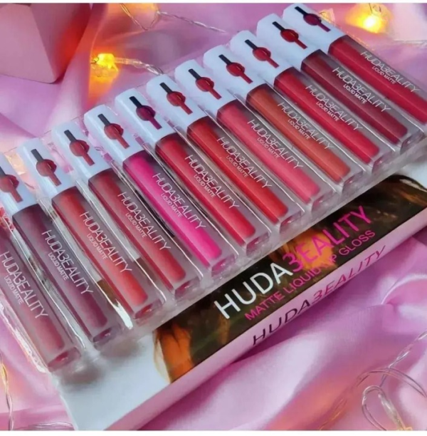 12-PCS Set Huda Beauty Liquid Matte Lip Gloss - Image 3