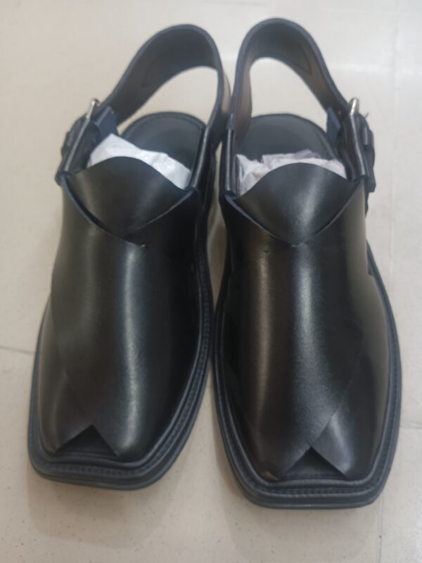 (Black ) Peshawari Traditional Chappal for mens pure leather handemade - Image 2