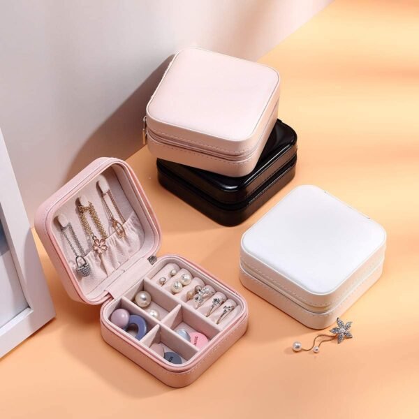 Travel Leather Pocket Jewellery Organizer  with Box (Mix/Random color) - Image 3