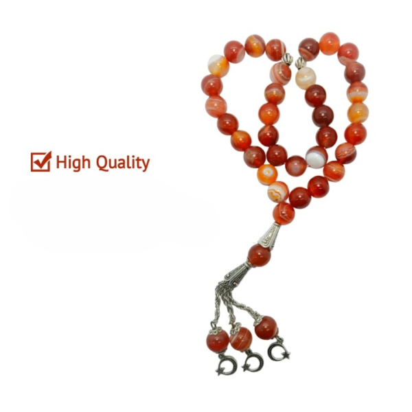 Brown Sulemani Aqeeq Stone Tasbeeh (Original) | 33 Beads | 10 MM Size | Religious Islamic Tasbih Gift - Image 5