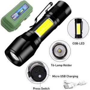 Torch Mini Flashlight Rechargeable 500mAh ABS Plastic Body