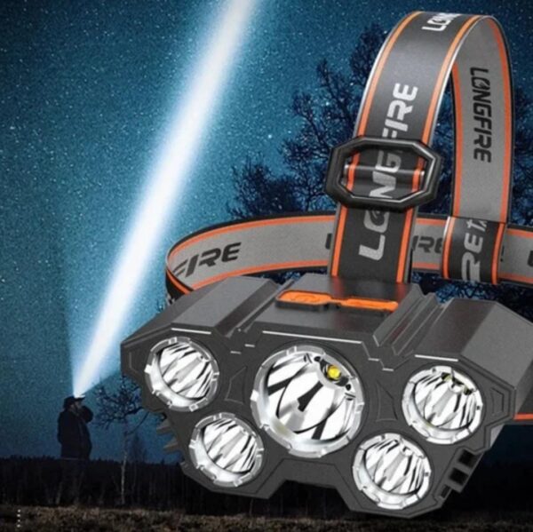 5 LED Headlamp Rechargeable Powerful Head Lamp with Built-in Battery Outdoor Camping Headlight Head Flashlight Head Light - Image 3