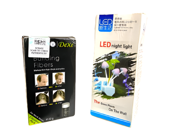 14 august deal pack of 2 - Black Hair Dexe Hair Building Fibers 22g & Mushroom Led Night Light