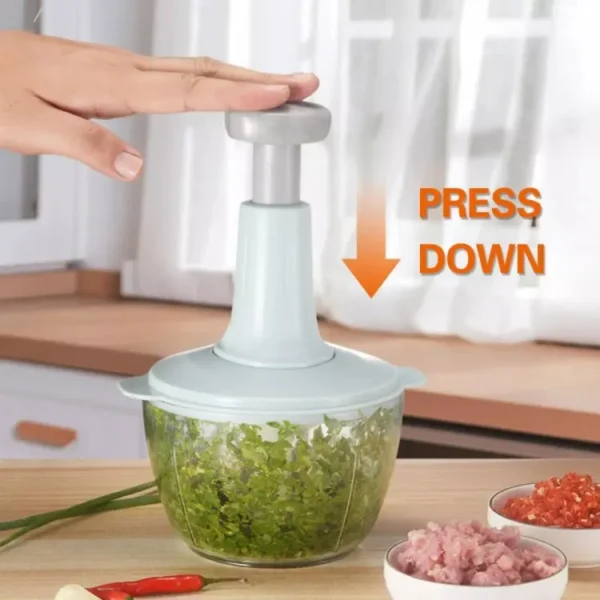 Manual Hand Push Chopper/Multifunctional Hand Pat Chopper and Mixer/Press Cutter Vegetable Meat Grinder 1.5 liter - Image 4