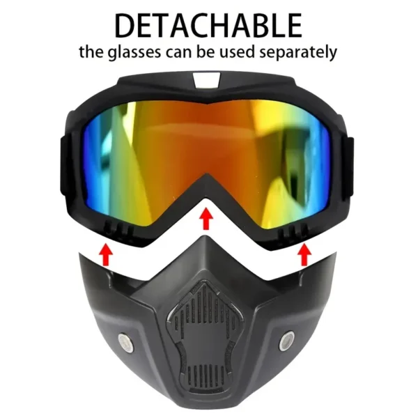 Motorcycle Goggles with Removable Full Face Mask Riding Glasses Dirt Bike ATV Motocross Detachable Eyewear (Random glass Shade) - Image 10