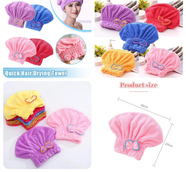 Hair Drying Towels, Ultra Absorbent Hair Drying Cap Towel for Women Adults or Kids Girls(random color ) - Image 2