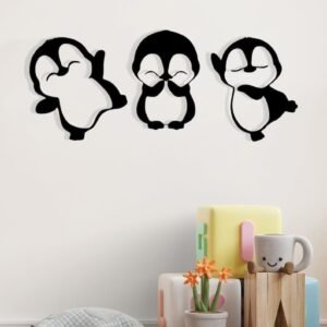 Wall Decoration 3 Cute Penguin 3D Wooden wall Art D9