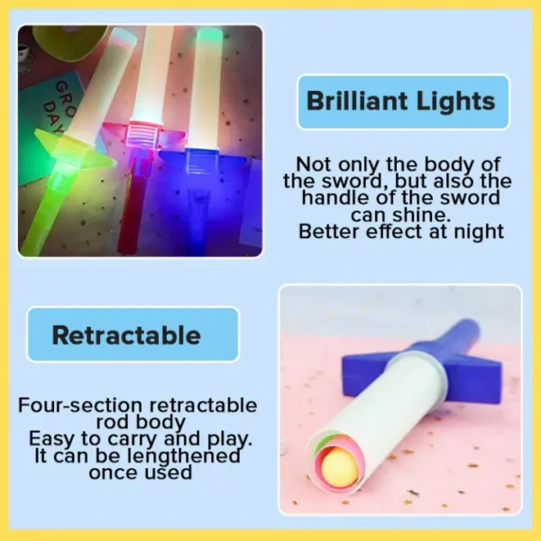 Light sword Extendable Retractable Light Up Sword Toy for Kids - 24inch (Random color) - Image 5
