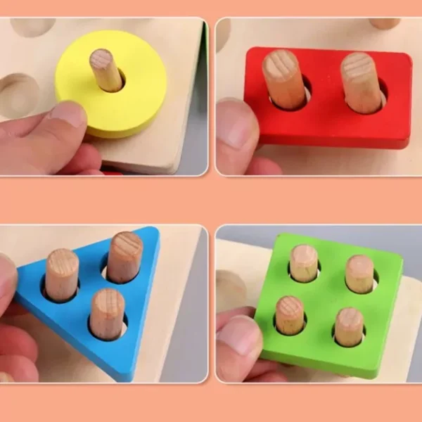 Wooden Fishing Four Post | Geometric Shape Sorter With Magnetic Fishing Game (Random color) - Image 5