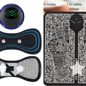 pack Of 2 Ems Butterfly Portable Neck Massager Rechargeable, And Ms Foot Massager Pad Improve Blood Circulation