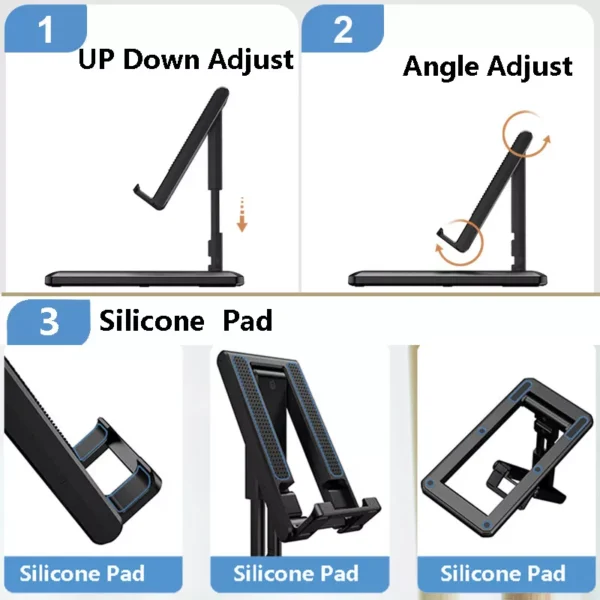 Universal Plastic Mobile Phone Holder | Adjustable Foldable Desktop Stand (random color) - Image 4