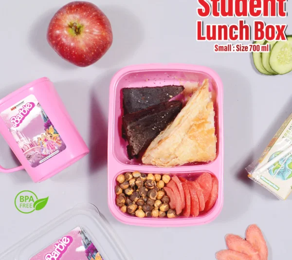 Student Lunch Box With two Portions/Compartments (Random Color) - Image 3