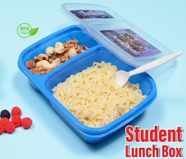 Student Lunch Box With two Portions/Compartments (Random Color) - Image 2