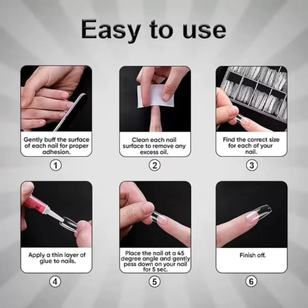 Transparent Color - Non stickon  Artificial Nails Kit Fake Nails Acrylic Nails For Girls Beautiful Nails Pack of 100 pcs - Image 3