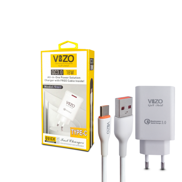 VIZO V007 Type C 18W Fast Charging 1 USB Port | Android Mobile Phone Charging Adapter