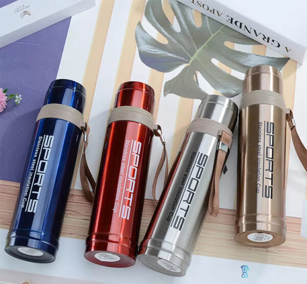 Sports Water Bottles Keep Cold & Hot,Stainless Steel Thermos Flask,  Stainless Steel Thermos, Easy to Carry, Thermos with Strap Large Capacity 750ML,( Random Color )