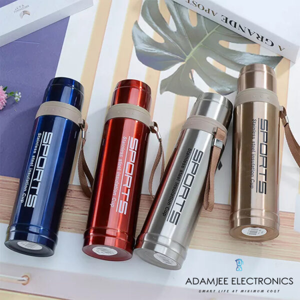 Sports Water Bottles Keep Cold & Hot,Stainless Steel Thermos Flask,  Stainless Steel Thermos, Easy to Carry, Thermos with Strap Large Capacity 750ML,( Random Color ) - Image 5