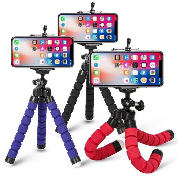 Adjustable Octopus mobile tripod plus holder Mobile Tripod Stand Flexible Tripod Stand With Mobile Holder (random color)