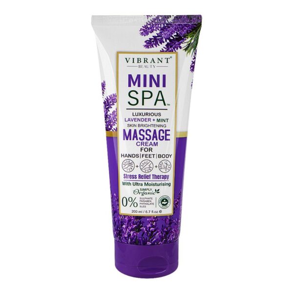 Vibrant Beauty Mini Spa Luxurious Lavender+Mint Skin Brightening Massage Cream With Ultra Moisturising (200ml) - Image 6