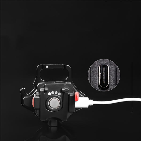 COB Rechargeable Keychain Light with Built-in Battery, Type-C Charging, Bottle Opener, Battery Indicator, Magnet & 6 Lighting Modes - Image 4