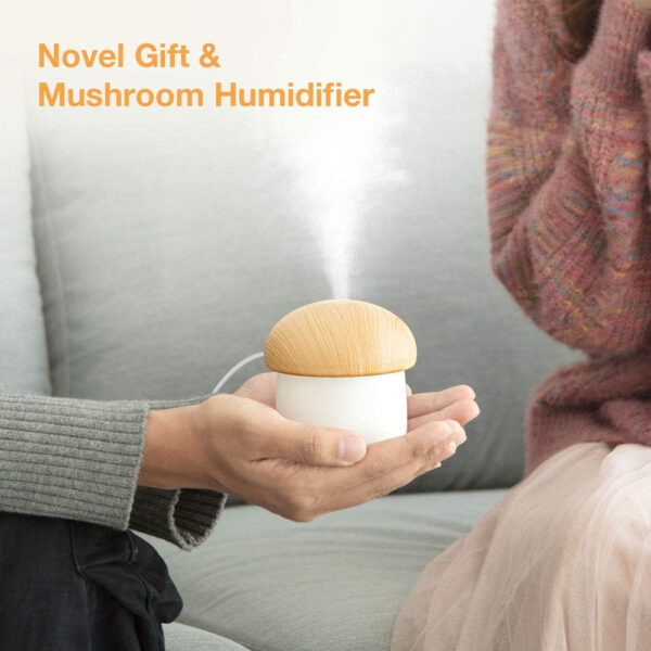 Mushroom Shape Humidifier Portable Mini Humidifier USB Aroma Diffuser Cool Mist 300ml (With box) - Image 9