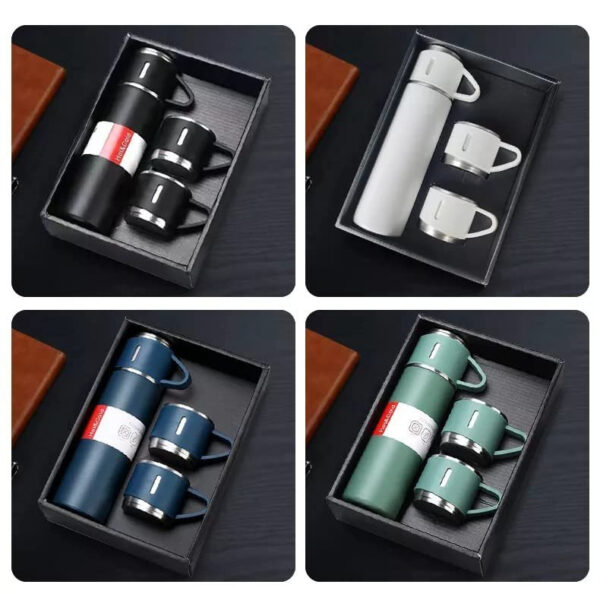 Vacuum Flask Set 3 Cup 500 Ml Double-layer Stainless Steel Vacuum Flask Set ( Random Color )