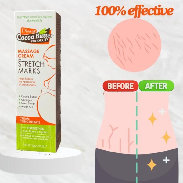 Disaar Cocoa Butter Stretch Marks Massage Cream Deep Hydration 125g - Image 3