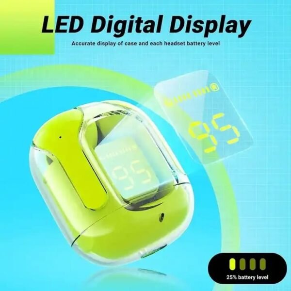 Air31 Wireless Earbuds Transparent With Deep Bass & Battery Display TWS Wireless Bluetooth (random color) - Image 3