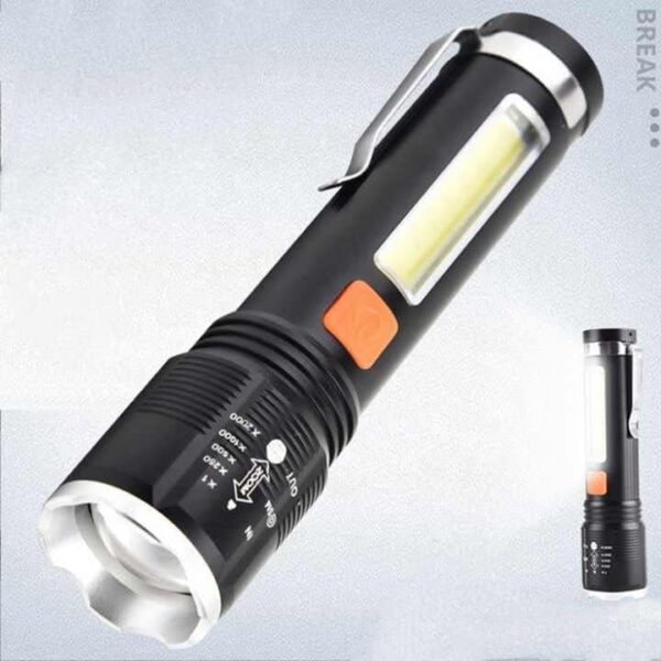 P50 super light rechargeable flashlight - Super bright Led Light - zoomable Rechargeable torch 3 mode - Image 3