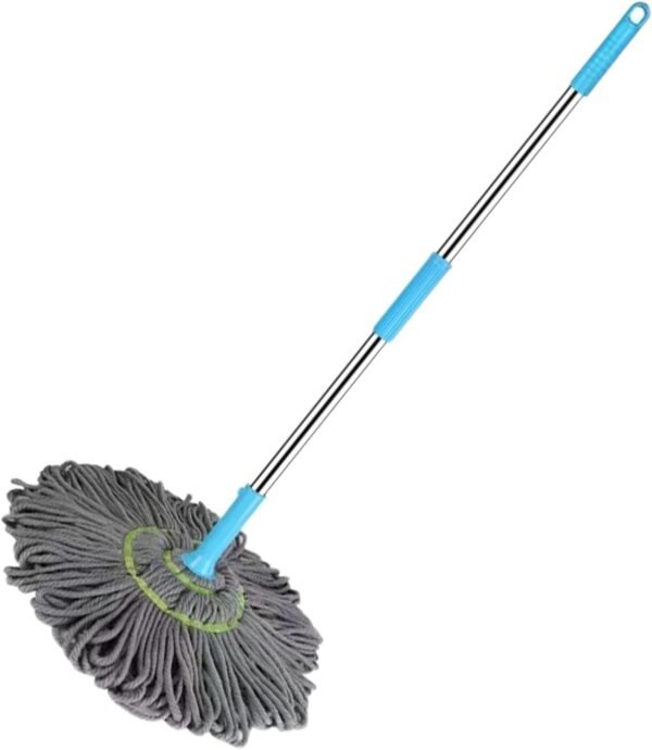 Extendable Twist Mop Fine Fiber Floor Mop - 2-in-1 Rotatable Adjustable Mop | 360-Degree Fine Fiber Fabric Self-Twisting Dehydrated Mop | Hard Floor Cleaning Mop | Self-Twisting Torque Mop for Cleaning Walls - Image 3