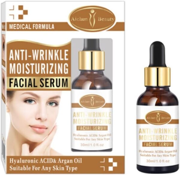 AICHUN BEAUTY Anti-Wrinkle Moisturizing Facial Serum Hyaluronic Acid Argan Oil | Suitable For Any Skin Type | 30ml | 1 fl.oz