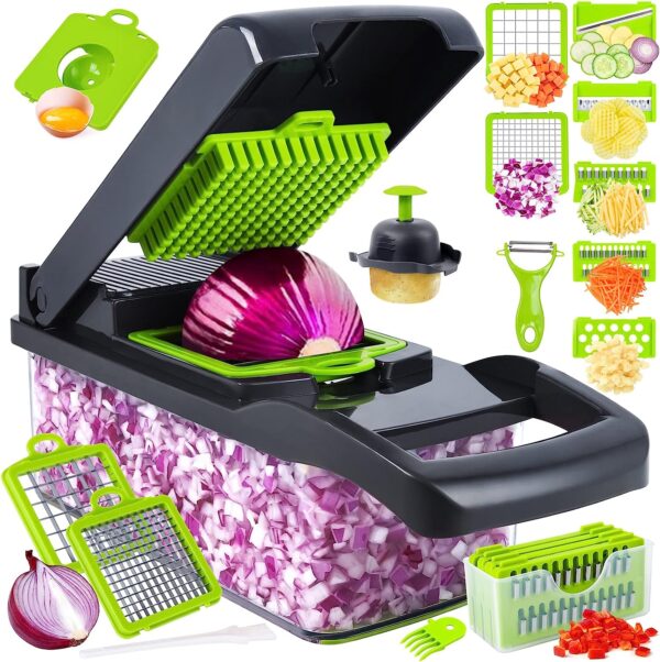 Multifunctional Vegetable Slicer Cutter Shredders Slicer With Basket Fruit Potato Chopper Carrot Grater - Image 3