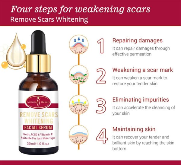 AICHUN BEAUTY Scar Removal Facial Serum Pimples Stretch Marks Face Moisturizing Body Remove Scars Kojic Acid | Vitamin - E | 30ml - Image 6