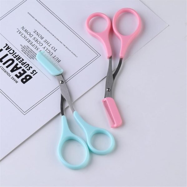 Scissors Eyebrow Trimmer Scissors Comb Stainless Steel Brow Hair Scissors Clips Shaping Grooming Trimmer Makeup Accessories(random color) - Image 14