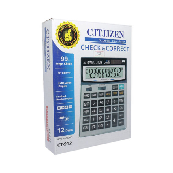 China Citizen Basic Calculator 12 Digits CT-912 | Best Quality Calculator | Calculator For Basic Calculation | Citizen Calculator | Check & Correct Calculator