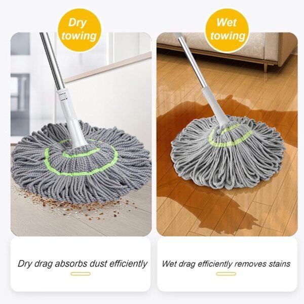 Extendable Twist Mop Fine Fiber Floor Mop - 2-in-1 Rotatable Adjustable Mop | 360-Degree Fine Fiber Fabric Self-Twisting Dehydrated Mop | Hard Floor Cleaning Mop | Self-Twisting Torque Mop for Cleaning Walls - Image 4
