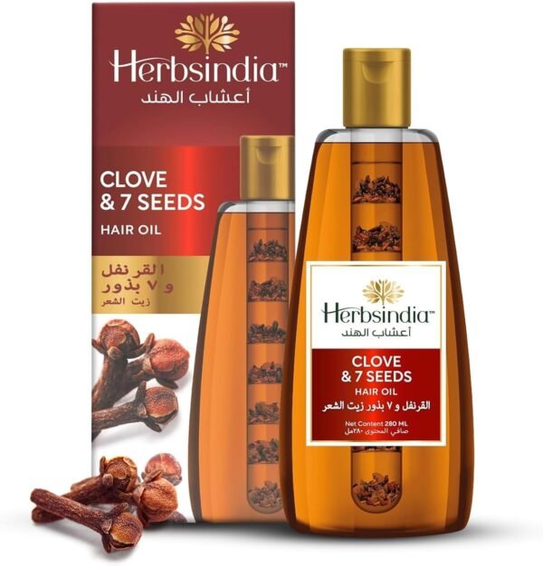 Herbs India Clove & 7 Herbal Seed Hair Oil with Continuous Feeding Tube – 280ml - Image 6