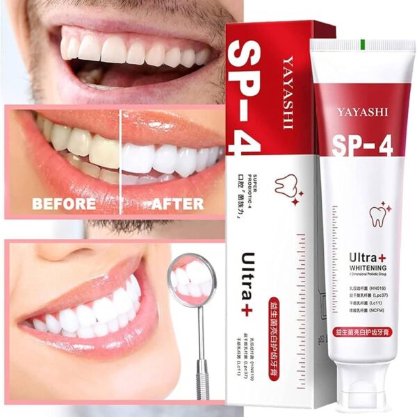 Yayashi  Sp-4 Ultra Whitening Toothpaste Probiotic Stain Remover / Stain Removing Toothpaste, Protects Gums Freshens Breath, for Everyone