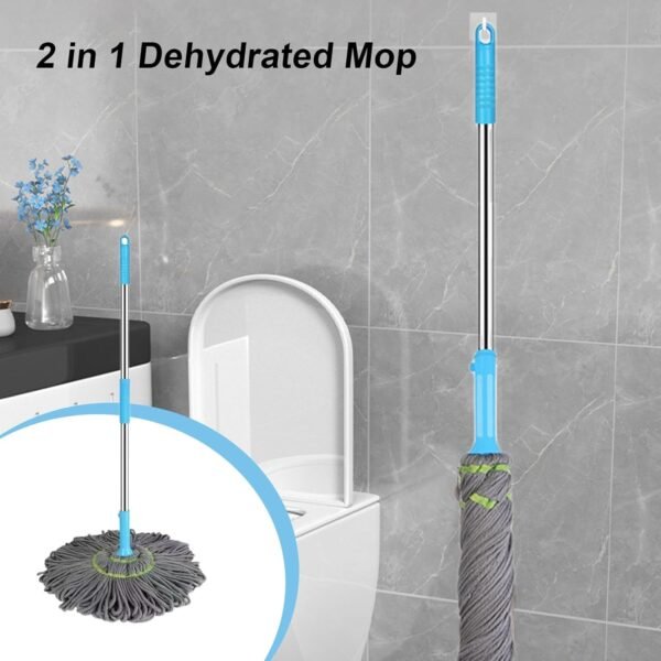 Extendable Twist Mop Fine Fiber Floor Mop - 2-in-1 Rotatable Adjustable Mop | 360-Degree Fine Fiber Fabric Self-Twisting Dehydrated Mop | Hard Floor Cleaning Mop | Self-Twisting Torque Mop for Cleaning Walls - Image 5