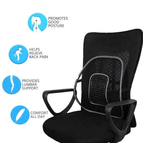 1 piece Lumbar Back Support, Mesh Cushion Backrest for Office Home Car Seat Portable Breathable Work Chair Rest Massage Beads for Lower Body Pain Relief - Image 7