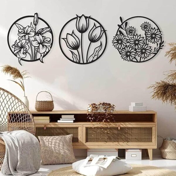 (3 pcs set )3D floral abstract Wooden Wall Art & Home Decoration /  Item Home Décor Home Room & Wall Decor Wall Art - Image 4