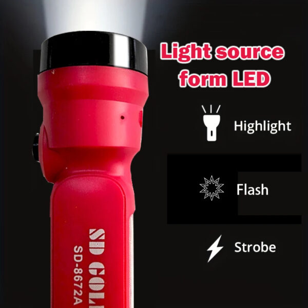 SD Gold SD-8672A LED Mini Lithium Battery Torch Light Portable Rechargeable Flashlights Outdoor Hiking Camping Compact Torch Lamp ( Random Color )