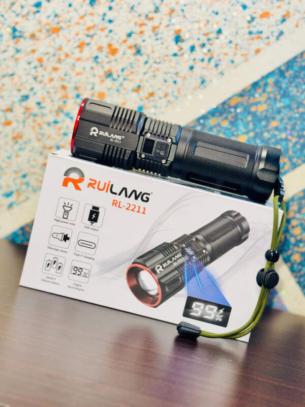 RUILANG RL-2211 Model 2km Long Range Torch - Flashlight | WaterProof | Torch With Power Bank | 9800mAH Battery - Image 8