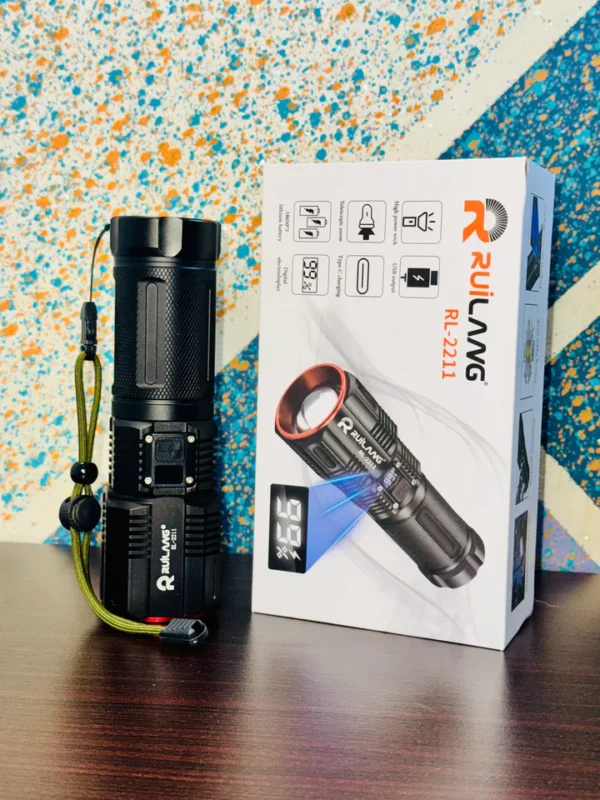 RUILANG RL-2211 Model 2km Long Range Torch - Flashlight | WaterProof | Torch With Power Bank | 9800mAH Battery - Image 2