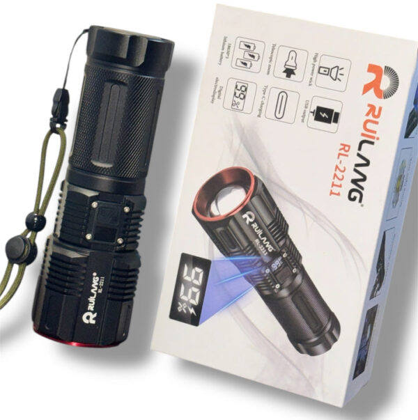 RUILANG RL-2211 Model 2km Long Range Torch - Flashlight | WaterProof | Torch With Power Bank | 9800mAH Battery