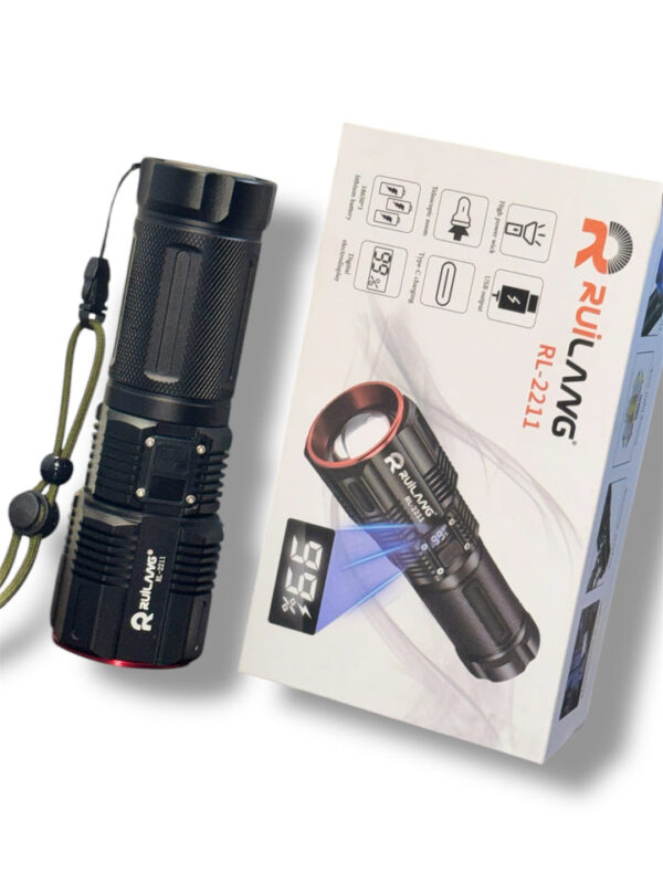 RUILANG RL-2211 Model 2km Long Range Torch - Flashlight | WaterProof | Torch With Power Bank | 9800mAH Battery - Image 9