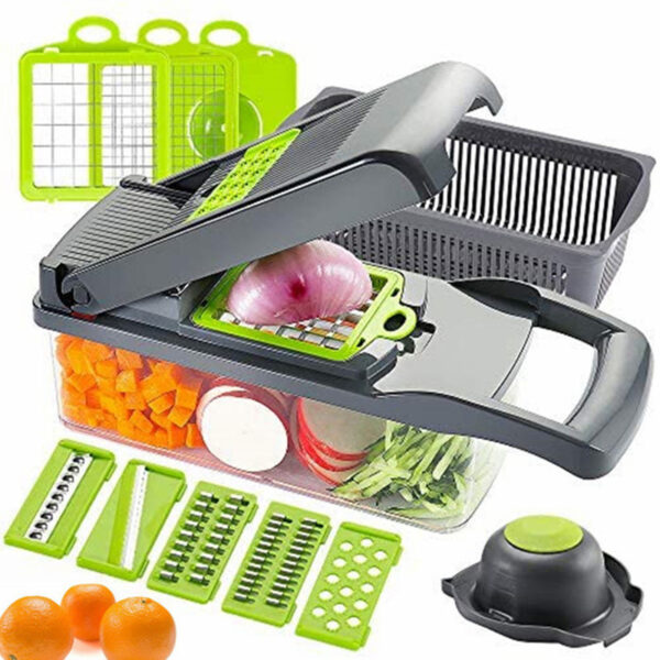 Multifunctional Vegetable Slicer Cutter Shredders Slicer With Basket Fruit Potato Chopper Carrot Grater - Image 6