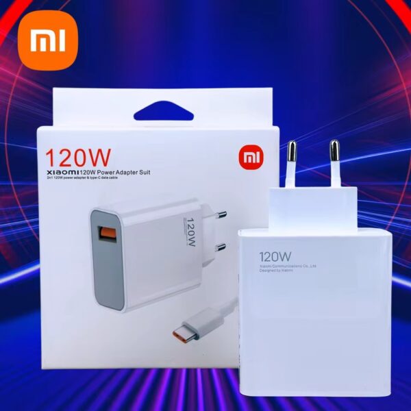 Original Xiaomi Branded 120w Eu Plug Qc 3.0 Fast Quick Wall Charger With Cable