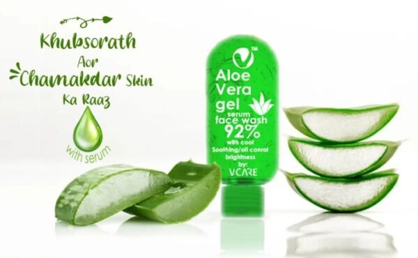 Aloe Vera Face Wash (100ml) By Vcare Products) | Extracts from Aloevera Gel and Neem Serum | Aloe vera face wash for oily skin | Organic Aloe Vera face wash 100ml - Image 6